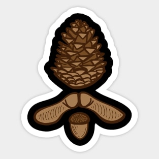 "Tree Seeds" Brown Pinecone and Helicopter and Acorn Sticker